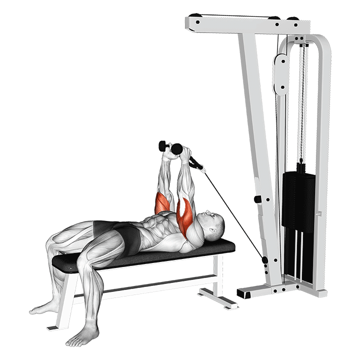 Rope Lying Cable Triceps Extension - End Position
