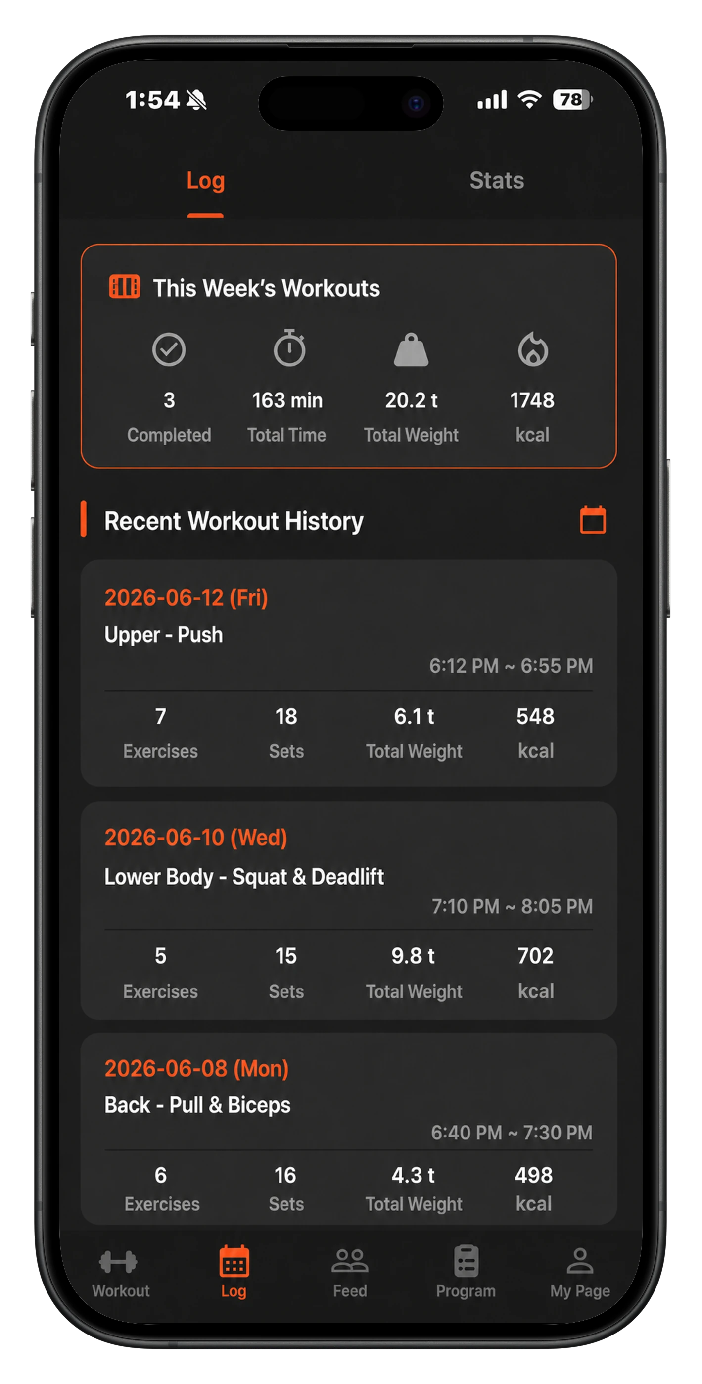 Registro de entrenamientos