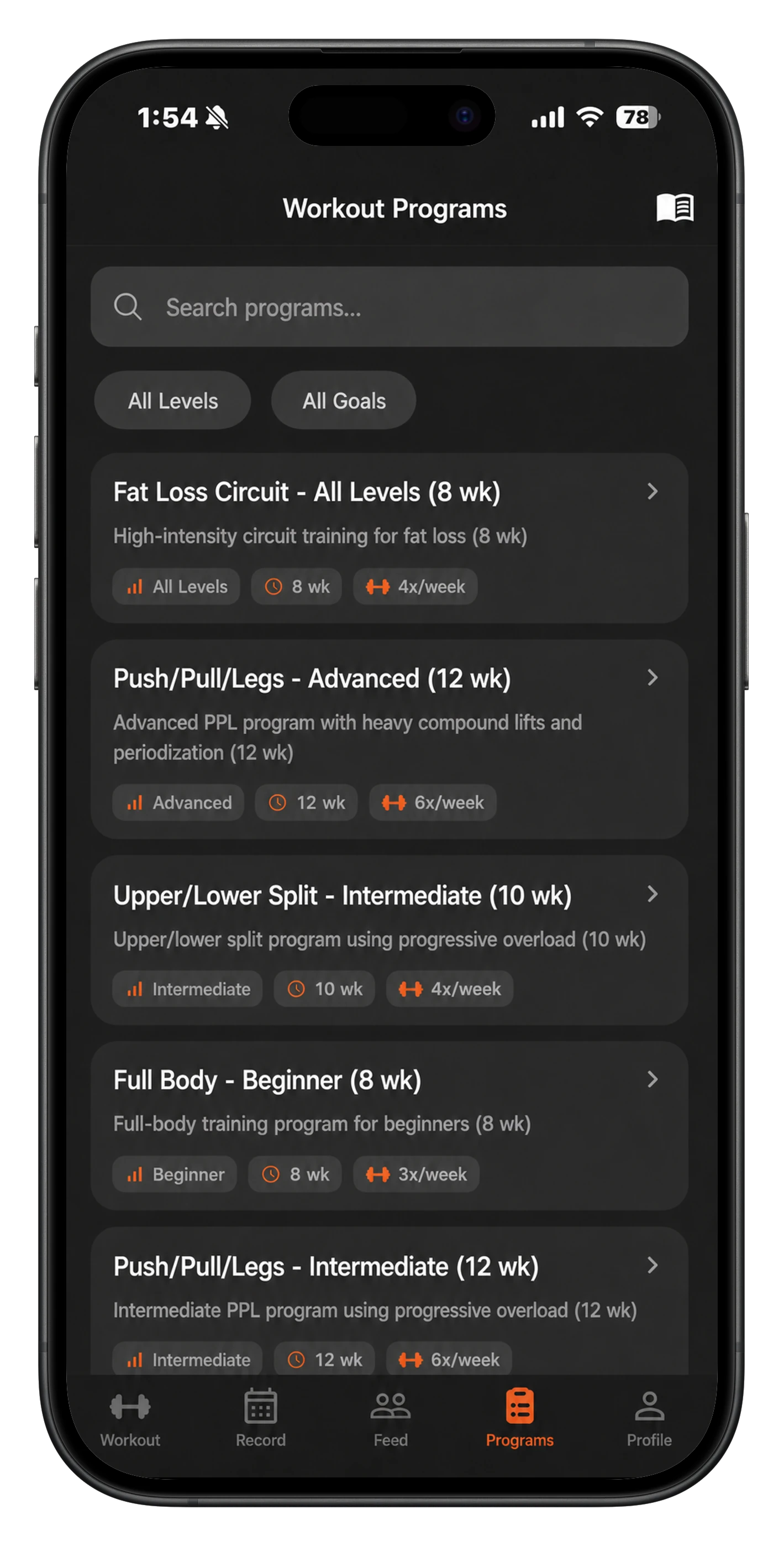 Programas de entrenamiento